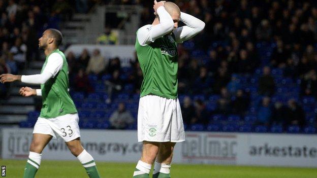 Hibs players are left dejected