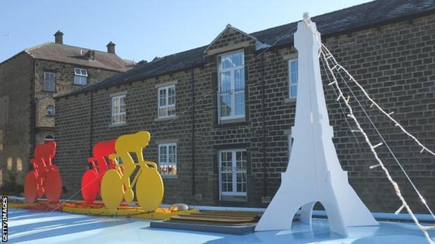 The people of Skipton in north Yorkshire are getting ready for the Tour de France Grand Depart by decorating their canal boats