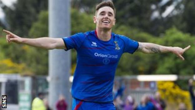 Inverness midfielder Greg Tansey celebrates after scoring against St Johnstone