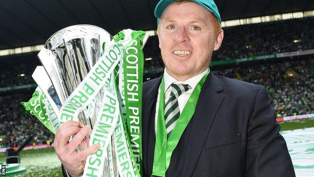 Neill Lennon with the Premiership trophy