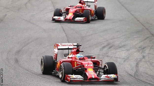 Fernando Alonso leads team-mate Kimi Raikkonen