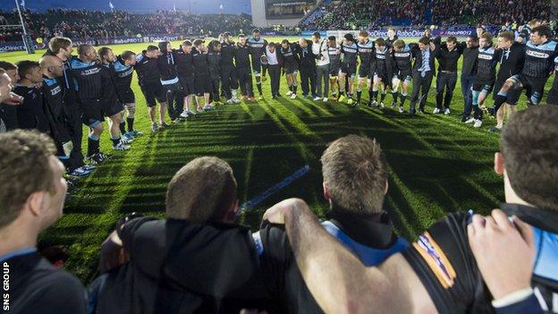 Glasgow celebrate their semi-final win over Munster