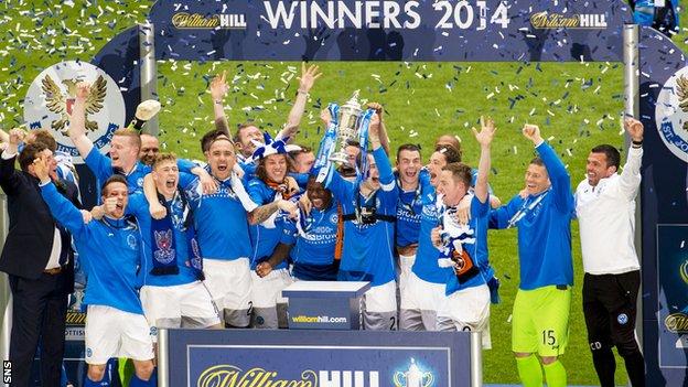 St Johnstone's players celebrate the win