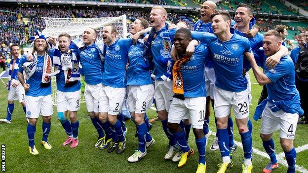 St Johnstone celebrate their Scottish Cup victory over Dundee United