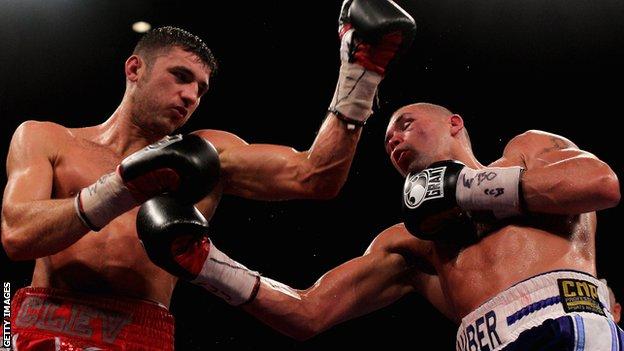 Tony Bellew and Nathan Cleverly in action during their fight in 2011