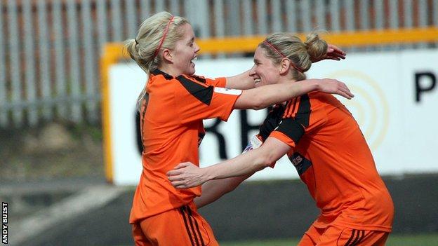 Denise O'Sullivan and Leanne Ross celebrate City win