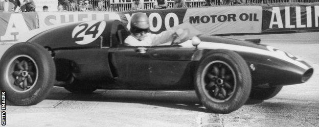 Brabham on his way to winning the Monaco Grand Prix in his Cooper-Climax T51 in 1959