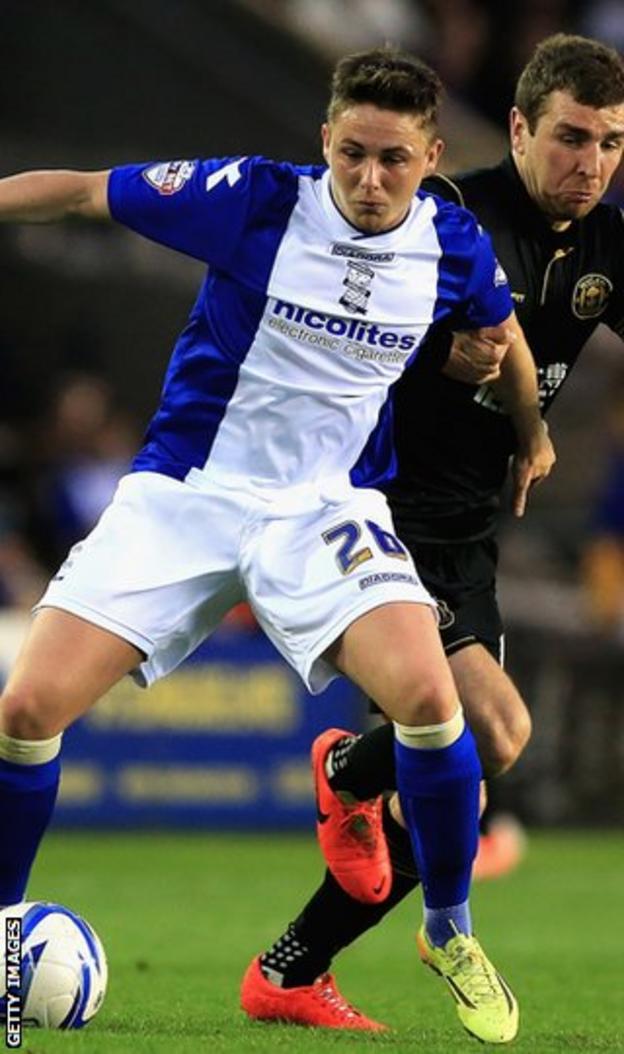 Scott Allan in action while on loan to Birmingham against Wigan