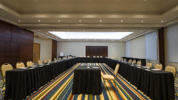 The conference room at the Royal Tulip Hotel