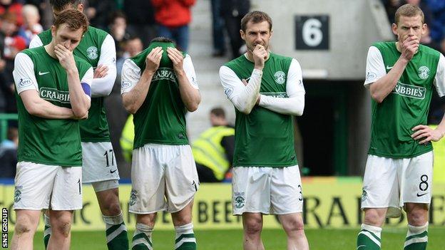 Hibs were relegated from the Premiership on Sunday