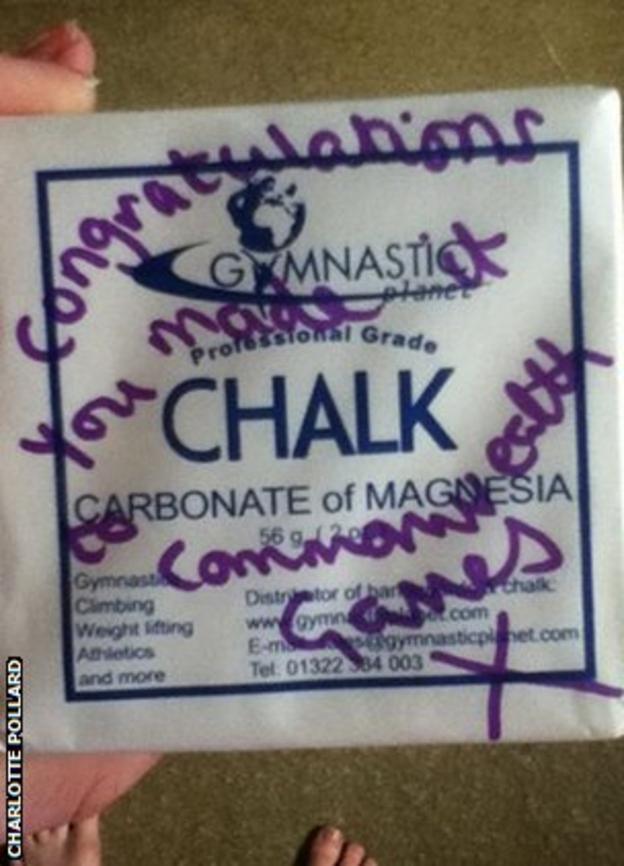 The chalk that told Charlotte Pollard she had been selected for Glasgow 2014