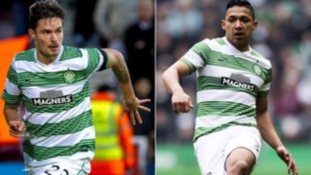 Celtic defenders Mikael Lustig and Emilio Izaguirre