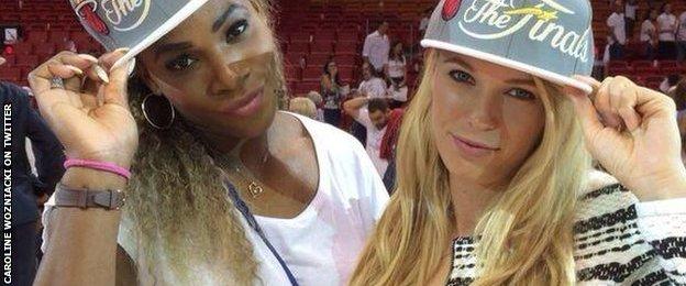 Serena Williams (left) and Caroline Wozniacki