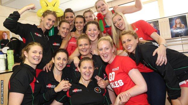 The Wales netball team celebrate