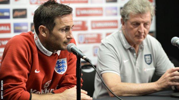 England midfielder Frank Lampard with manager Roy Hodgson