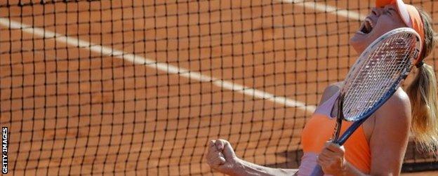 Maria Sharapova celebrates French Open victory