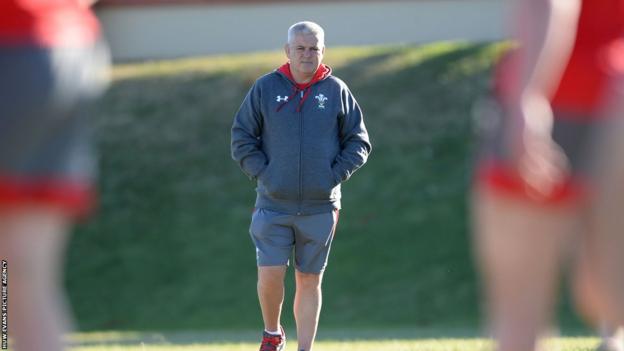 Warren Gatland oversees a Wales training session in South Africa.