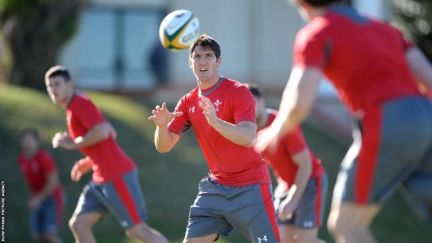 James Hook in action during a Wales training session in South Africa.