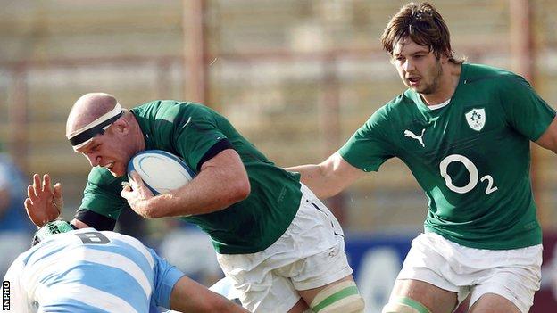 Ireland captain Paul O'Connell produces a charge on his 100th Test cap