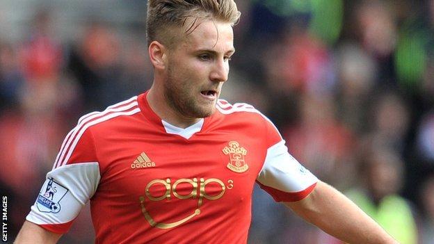 Southampton and England full-back Luke Shaw in action for Saints