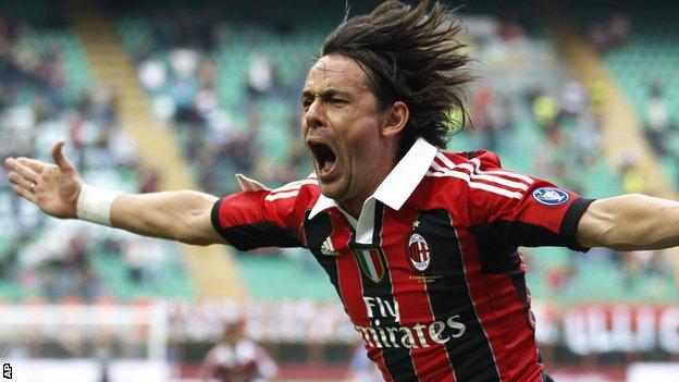 Filippo Inzaghi won two Serie A titles as a player with AC Milan
