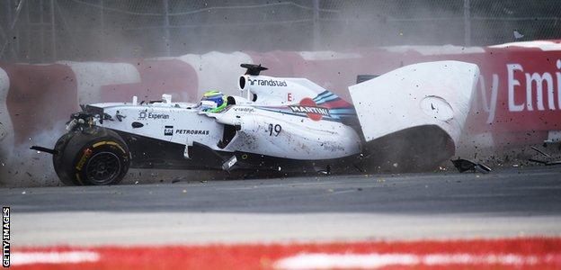 Sergio Perez crashes out at the Canadian Grand Prix