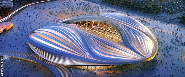 The stadium in Al Wakra in Qatar is now under construction