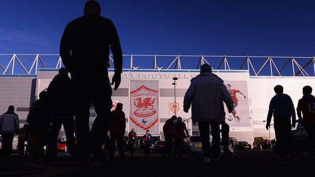 Fans arrive at Cardiff City's stadium