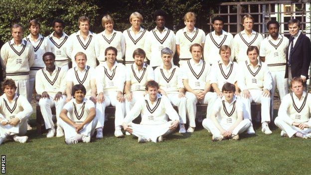 Don Bennett, back row on left, with Middlesex's 1982 County Championship-winning squad