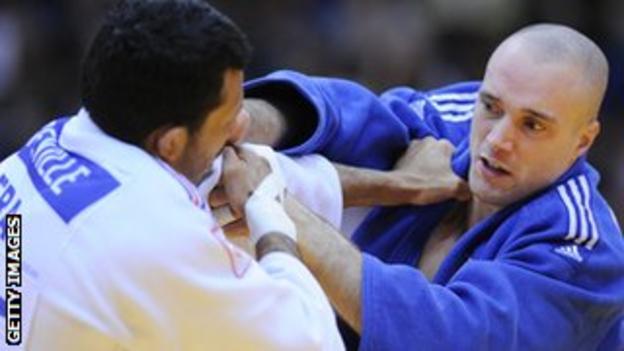 Matt Purssey takes on France's Yves Matthieu Dafreville at the European Judo Championships in 2012