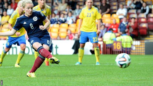 Scotland star Kim Little slots home from the penalty spot to square the game at 1-1