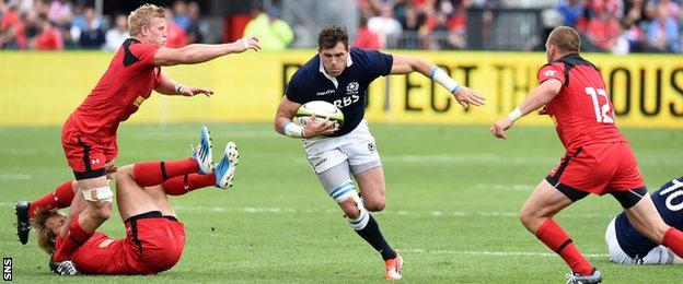 Scotland's Sean Lamont in action against Canada