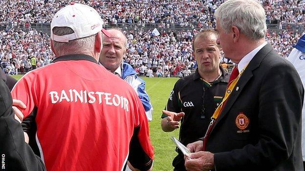 Mickey Harte was adamant referee Eddie Kinsella did not add on sufficient time at Clones