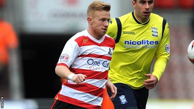 Mark Duffy played in Doncaster Rovers' 3-1 home defeat by Birmingham City on 5 April