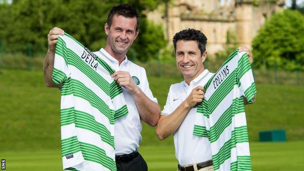 Celtic manager Ronny Deila (left) and assistant John Collins