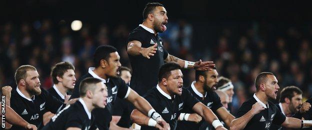 Liam Messam leads the Haka before the second Test in Dunedin