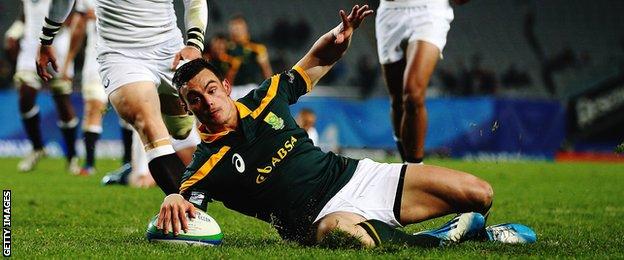 Jesse Kriel scores his first try for South Africa in Friday's final