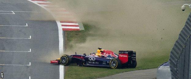 Sebastian Vettel in a spin