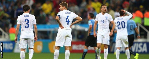 England dejected after Uruguay defeat