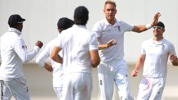 England seamer Stuart Broad celebrates against Sri Lanka at Headingley