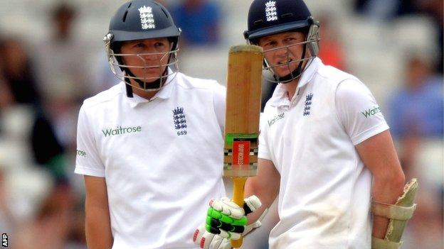 England's second-wicket pair Gary Ballance (left) and Sam Robson put on 142 at Headingley