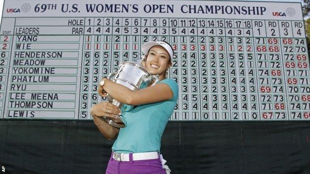 Michelle Wie with US Open trophy