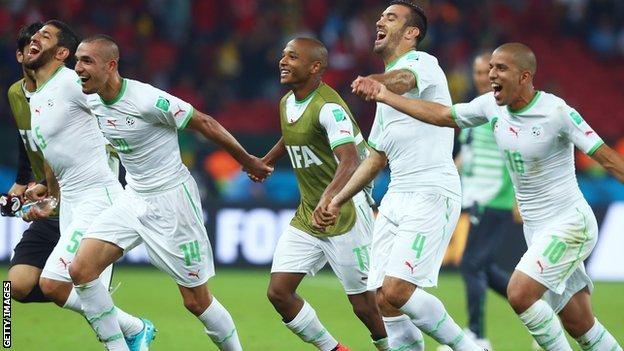Algeria celebrate their win over South Korea