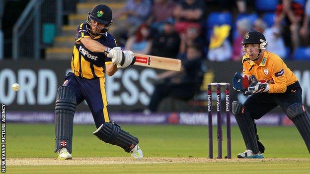 Mark Wallace of Glamorgan in batting action against Hampshire