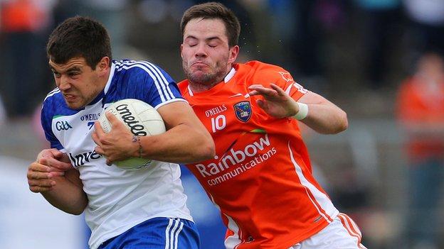 Drew Wylie of Monaghan in possession against Armagh's Eugene McVerry