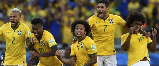 Brazil players celebrate