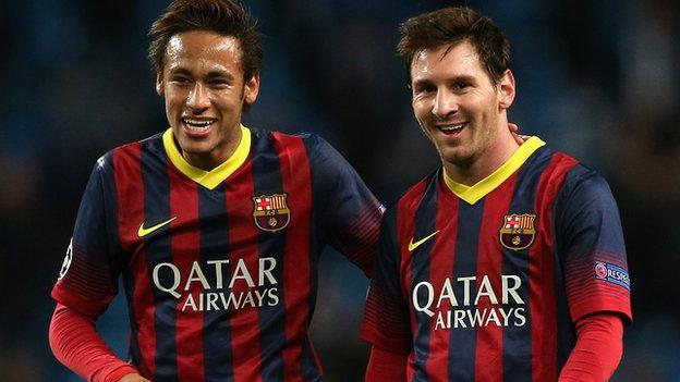 Neymar and Lionel Messi