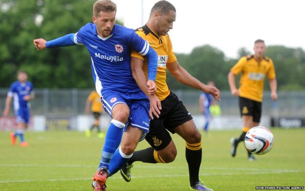 Summer signing Guido Burgstaller made his Cardiff City debut in the 3-0 pre-season friendly win over Carmarthen Town in Haverfordwest.