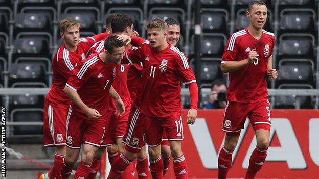 Wales Under-21s in action against England
