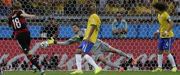 Toni Kroos scores the fourth goal for Germany